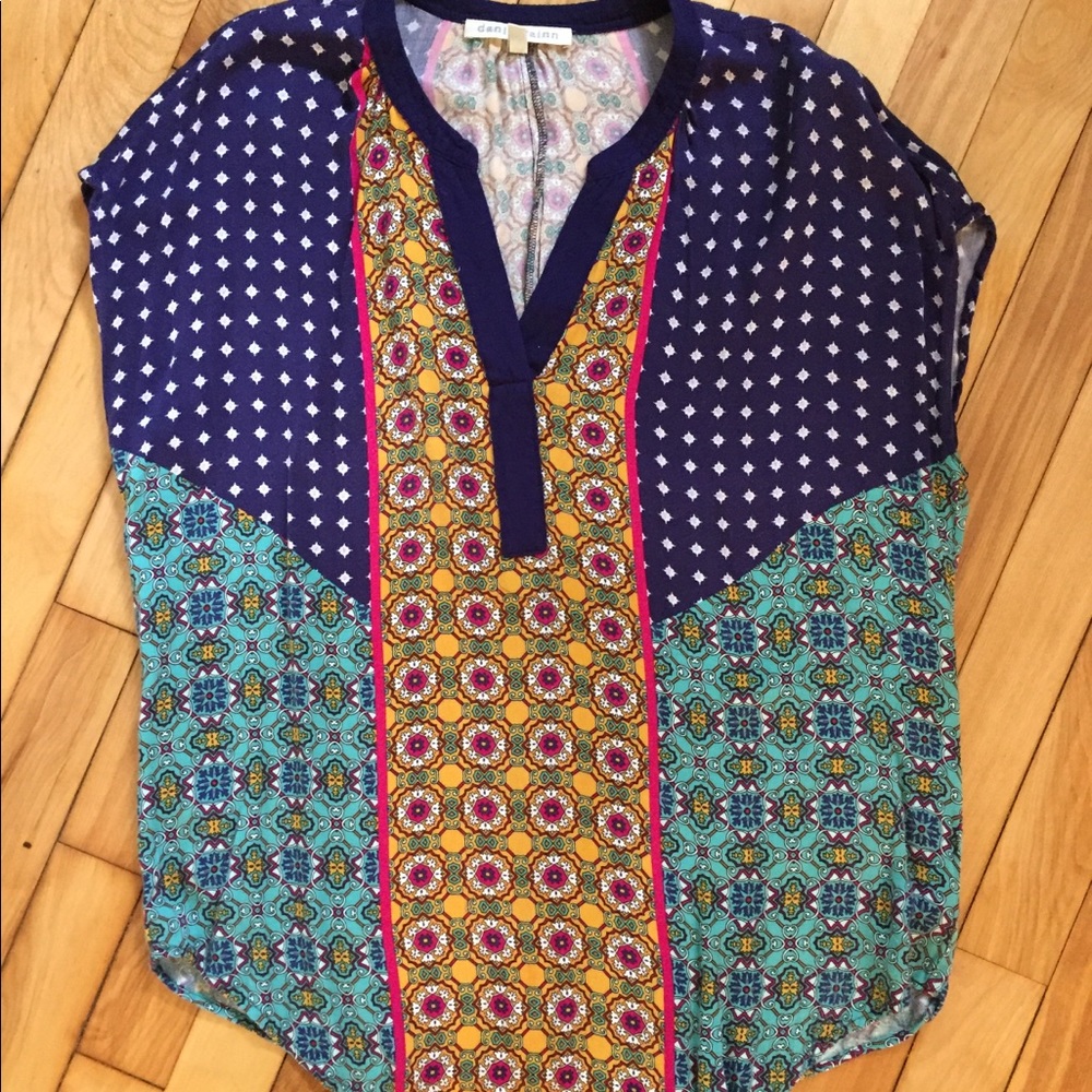 Daniel Rainn mandarin collar print shirt, size s